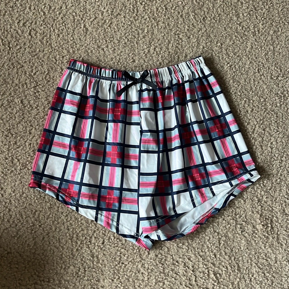 Plaid pajama shorts
